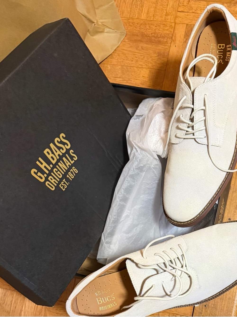 G.H. Bass & Co. Men's Off-White Suede Derby Shoes